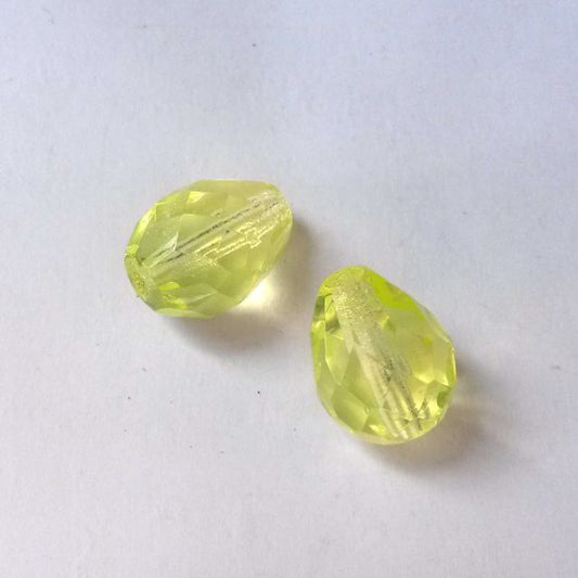 13x10mm Lemon Drop Czech Fire Polished Drop Bead