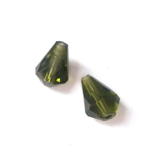 13x10mm Drop Olive Czech Fire Polished Drop Bead