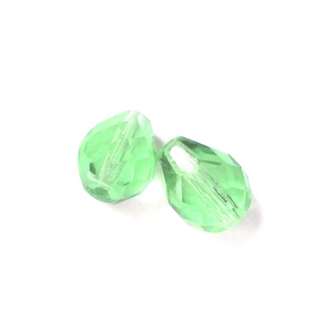 13x10mm Drop Mint Green Czech Fire Polished Drop Bead
