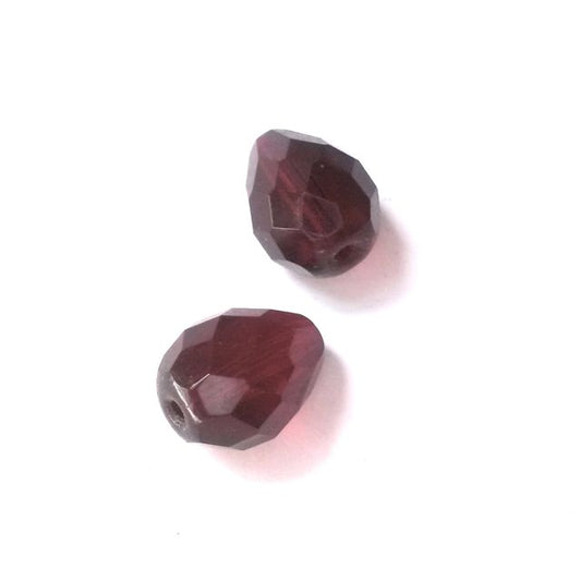 13x10mm Drop Garnet Czech Fire Polished Drop Bead