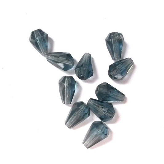 10x7mm Montana Blue Transparent Czech Fire Polished Bead