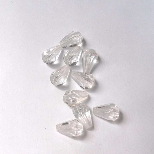 10x7mm Drop Clear Transparent Czech Fire Polished Drop Bead