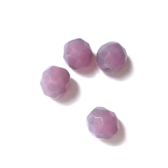 10mm Opalino Lilac Czech Fire Polished Bead