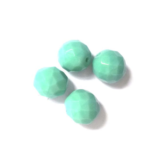 10mm Opaque Aqua Czech Fire Polished Bead