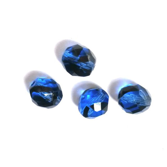 10mm Blue Animal Print Czech Fire Polished Bead