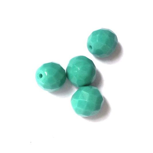 10mm Opaque Dark Aqua Czech Fire Polished Bead