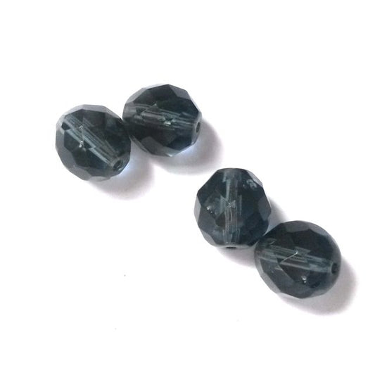 10mm Transparent Montana Czech Fire Polished Bead