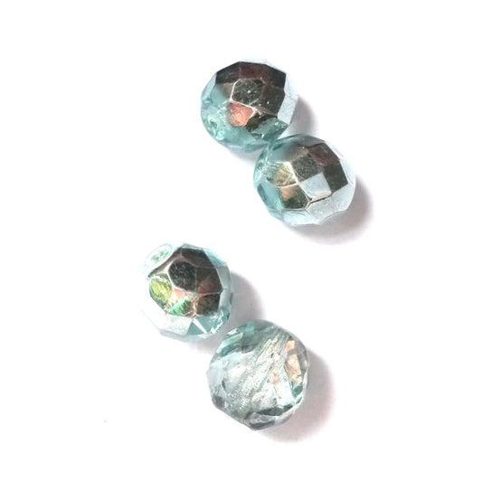 10mm Sea Mist Apollo Czech Fire Polished Bead