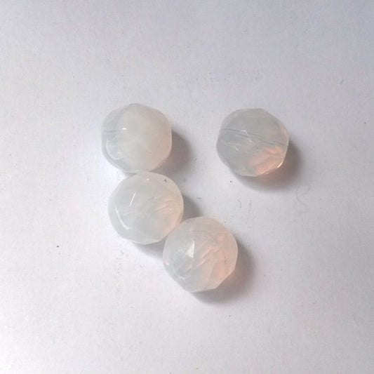 10mm Opalino White Czech Fire Polished Bead