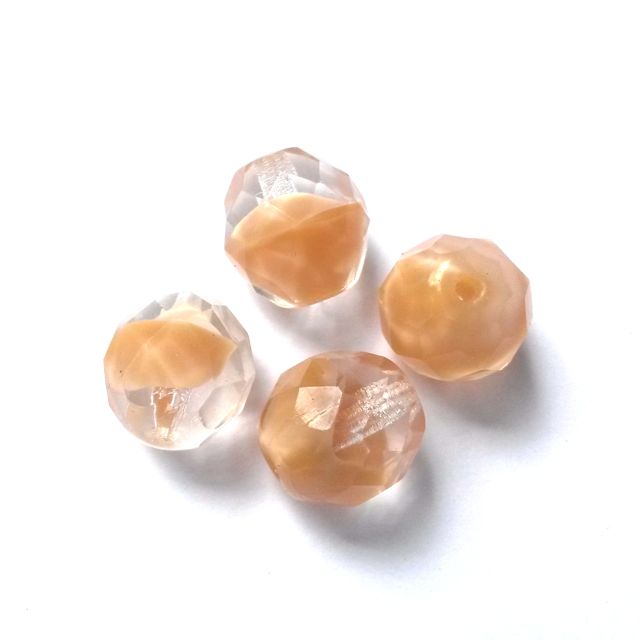 12mm Mix Camel Clear Czech Fire Polished Bead