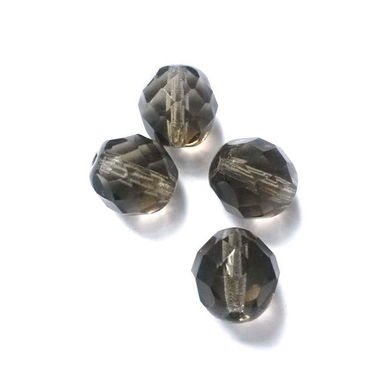 12mm Transparent Grey Czech Fire Polished Bead