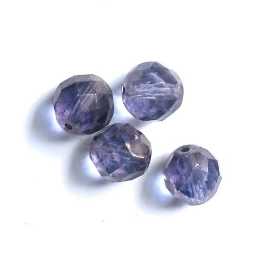 12mm Transparent Montana Blue Czech Fire Polished Bead