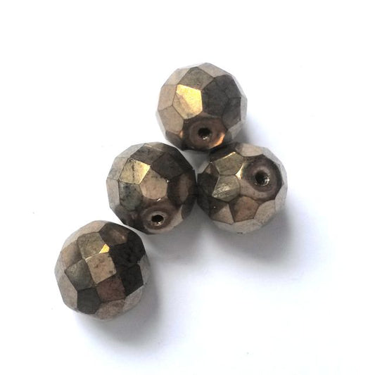 12mm Metallic Bronze Czech Fire Polished Bead