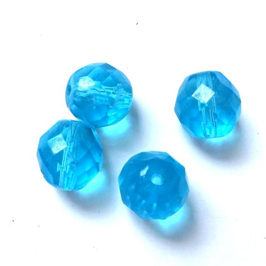 12mm Transparent Aquamarine Czech Fire Polished Bead