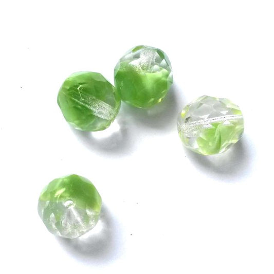 12mm Mix Lime Clear Czech Fire Polished Bead