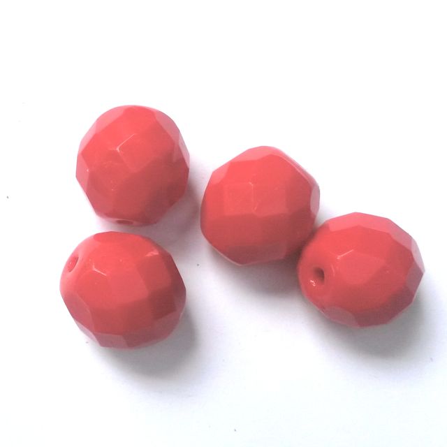 12mm Opaque Red Czech Fire Polished Bead