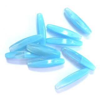 Elongated Oval 28x8mm Baby Light Blue Czech Glass Bead