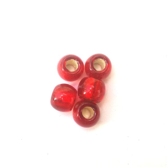 Czech Glass Jug Bead Large Hole 13mm Red Silverlined