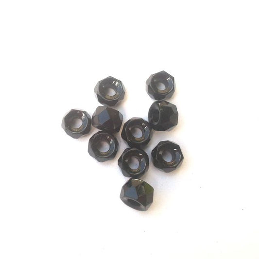 Czech Glass Jug Bead Large Hole 9mm Black Opaque