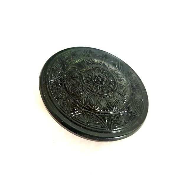 Czech Glass Button Deco Mandala 35mm Black