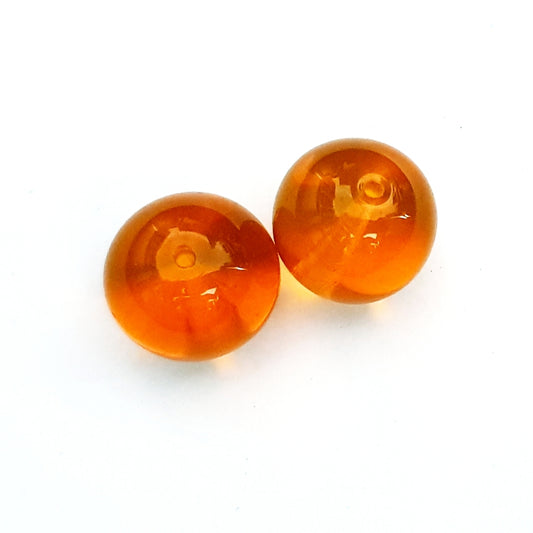 18mm Amber Round Transparent Czech Glass Beads