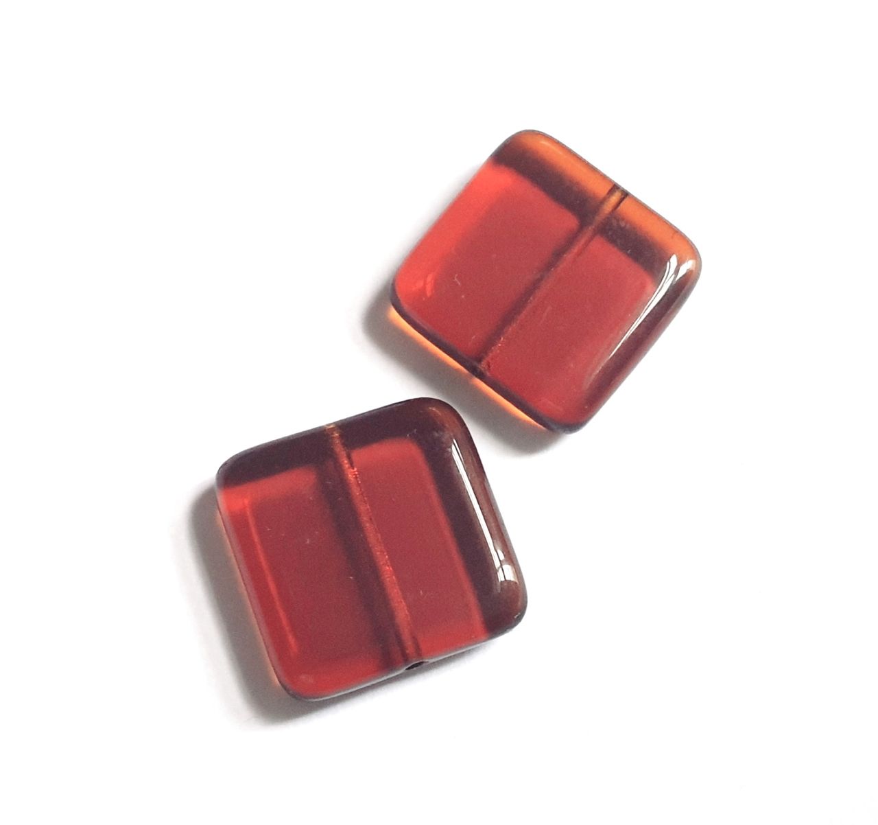 Square 20mm Topaz Transparent Czech Glass Bead