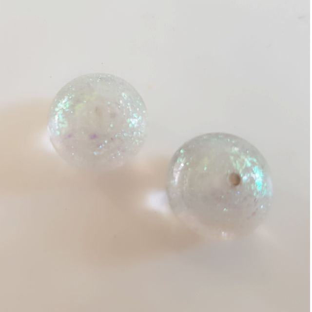 Handmade Dichroic Glass Donut Beads 13mm Clear AB