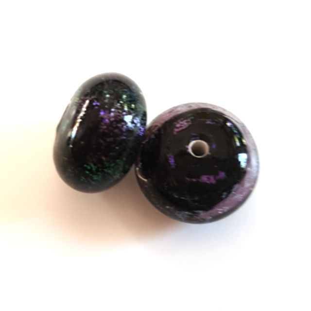 Handmade Dichroic Glass Donut Beads 13mm Purple