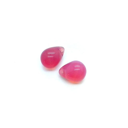 Drop 8x13mm Pink Opalino Fat Top Drilled Czech Glass Bead