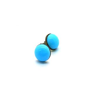 1970s Retro Earrings Stud Button Turquoise 12mm