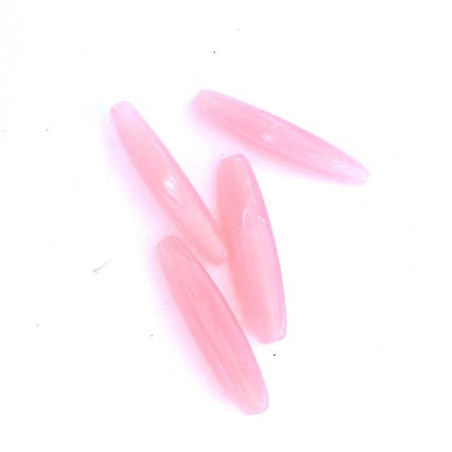 Elongated Oval 28x8mm Pink Opalino Czech Glass Bead