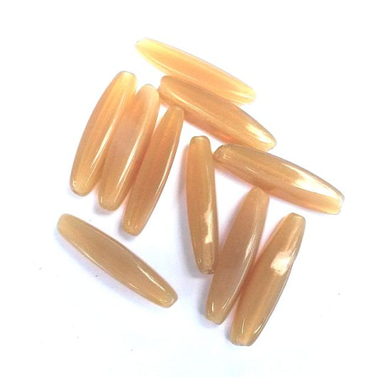 Elongated Oval 28x8mm Camel Czech Glass Bead