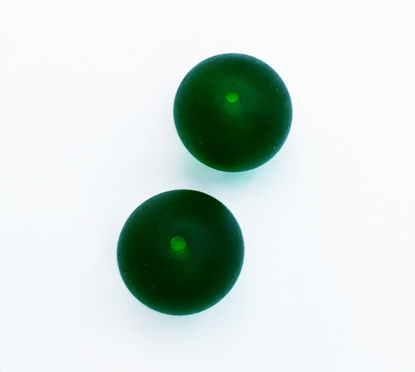 18mm Green Round Matt Czech Glass Beads