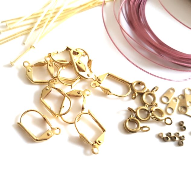 Necklace and Earring Kit Brass Vintage Style