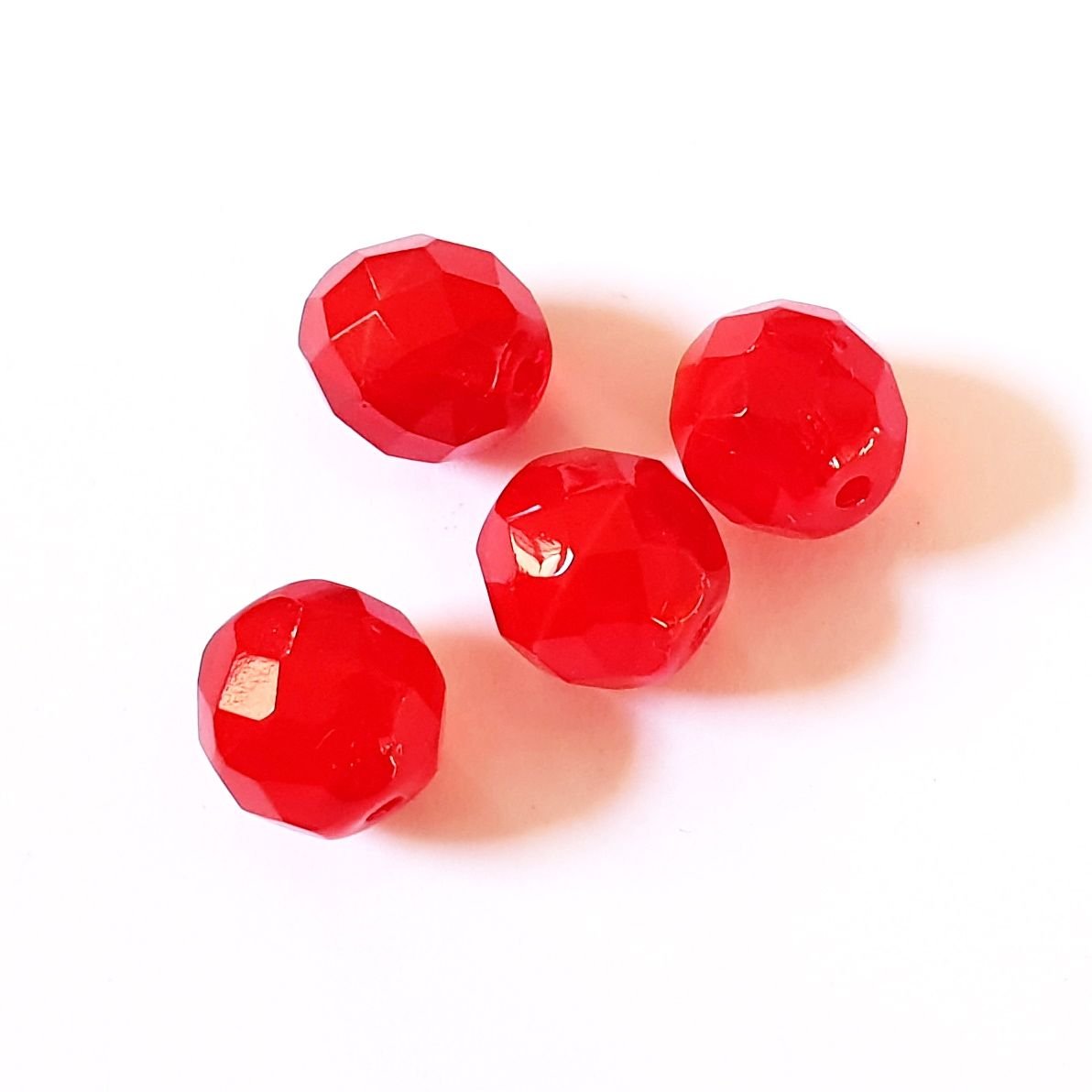 10mm Red Opalino Fire Polished Bead