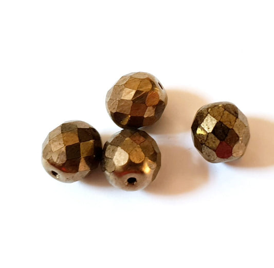 10mm Bronze Metallic Czech Fire Polished Bead