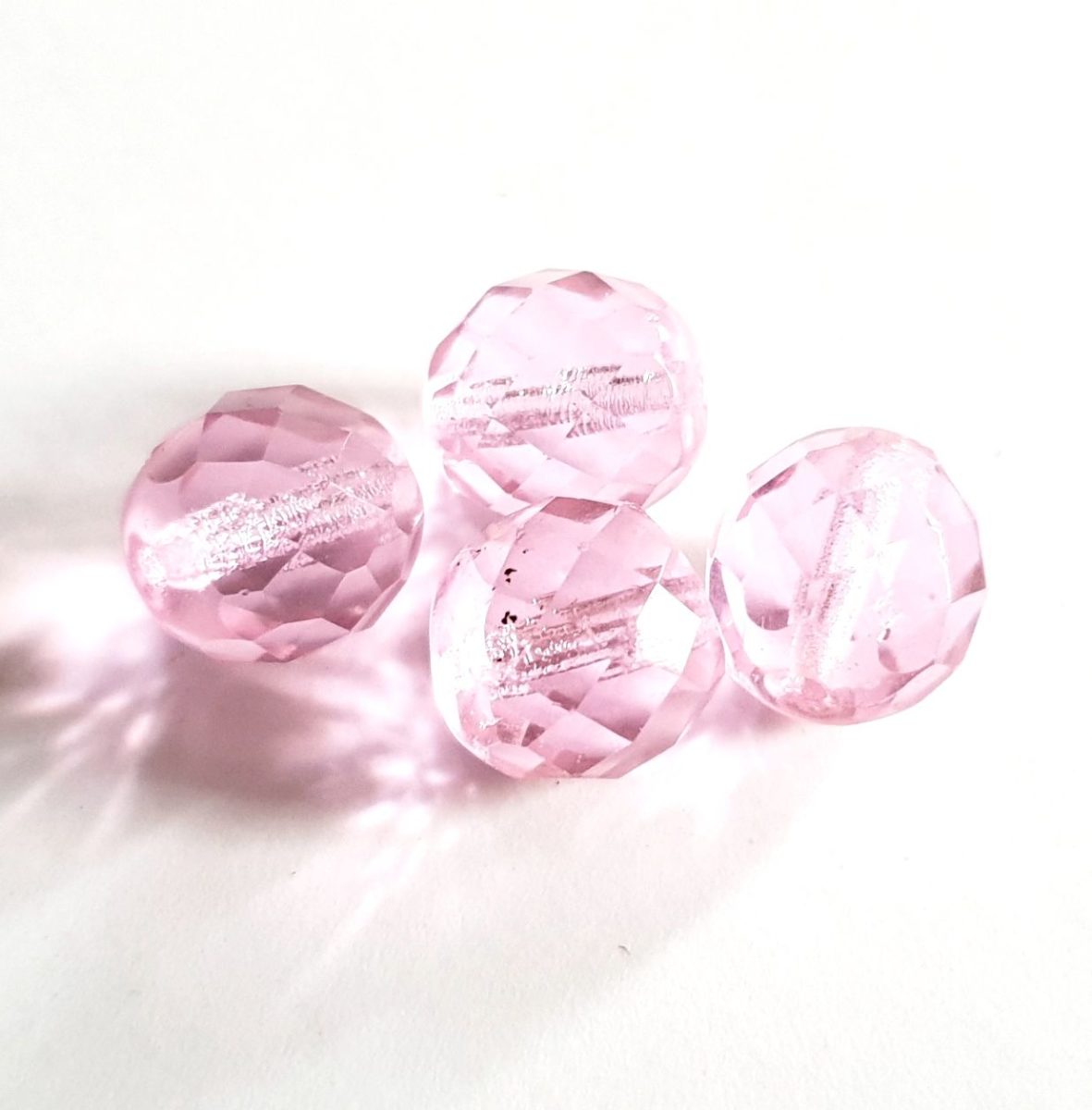 14mm Transparent Musk Pink Czech Fire Polished Glass Crystal Bead