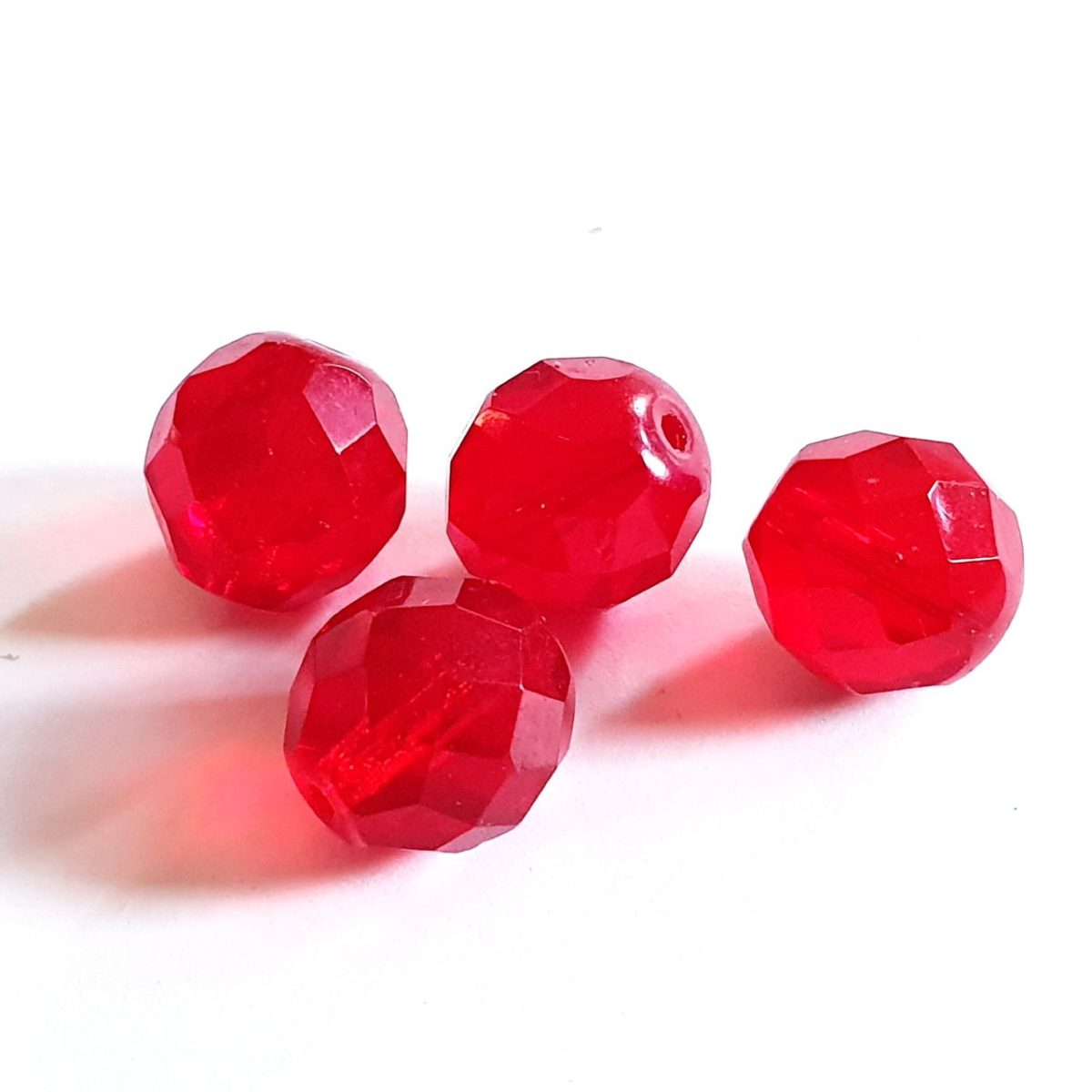 12mm Transparent Red Czech Fire Polished Bead