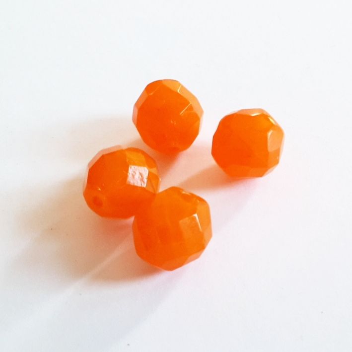 12mm Opalino Orange Czech Fire Polished Bead
