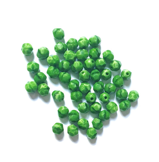 6mm Green Silk Czech Fire Polished Bead | Pack of 50