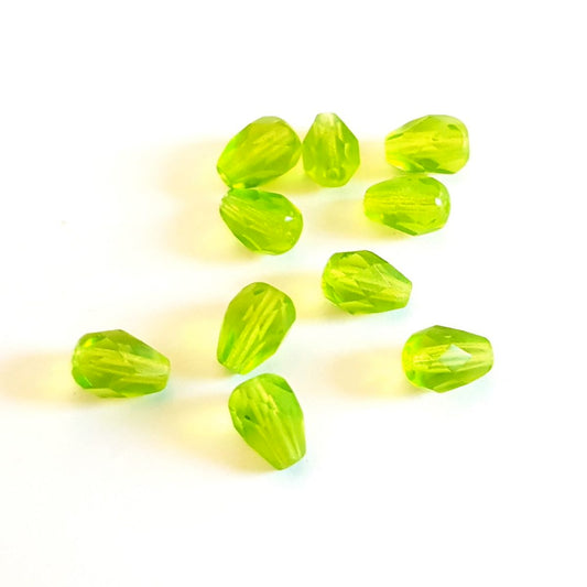 7x5mm Lime Czech Fire Polished Drop