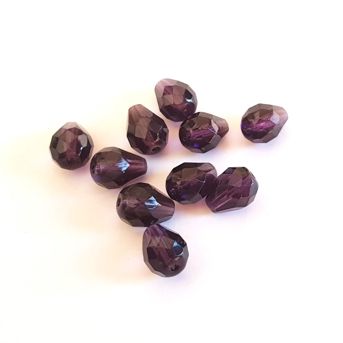 8x6mm Drop Dark Tanzanite Fire Polished Crystal Bead