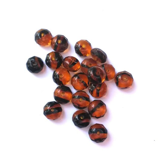 Rondelle Melon 6x9mm Topaz Tortoise Czech Fire Polished