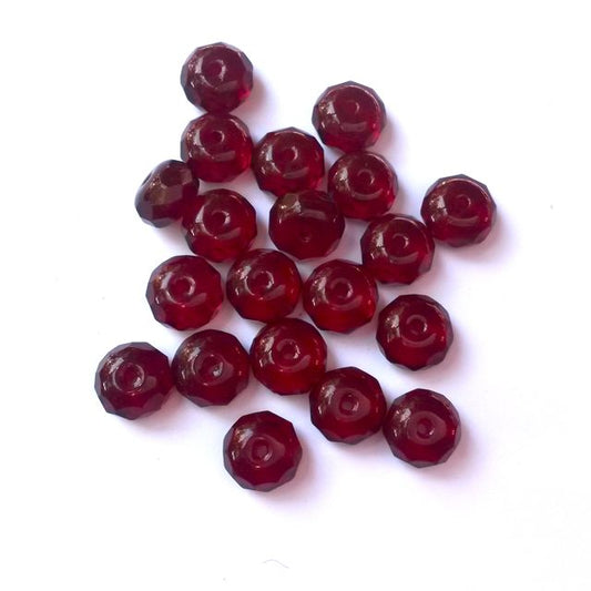 Rondelle Melon 6x9mm Red-Garnet Czech Fire Polished Bead