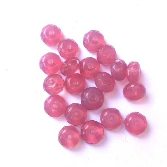 Rondelle Melon 6x9mm Pink Opalino Czech Fire Polished Bead