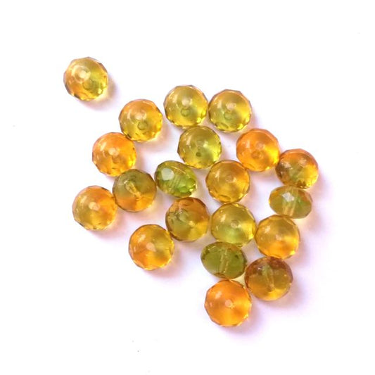 Rondelle Melon 6x9mm Topaz Olive Two Colour Czech Bead