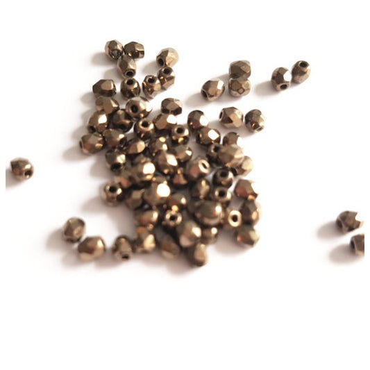 3mm Metallic Bronze Czech Fire Polished Bead