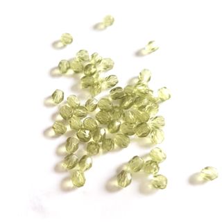 3mm Green Olive Transparent Czech Fire Polished Bead