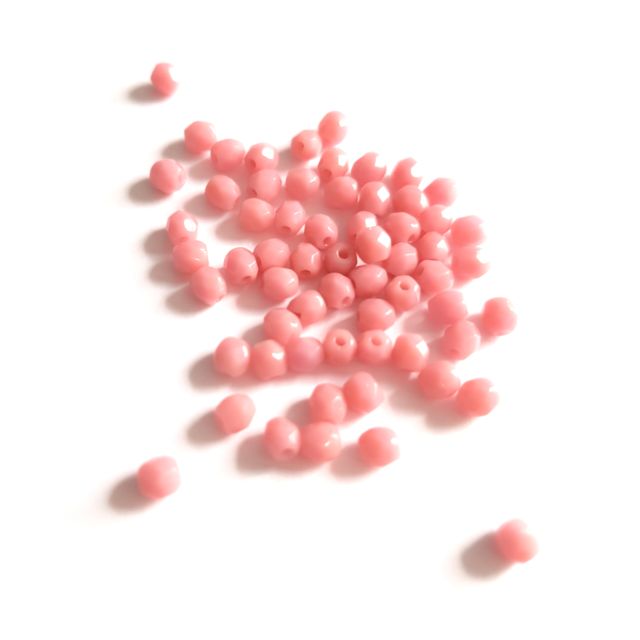 3mm Opaque Pink Czech Fire Polished Bead