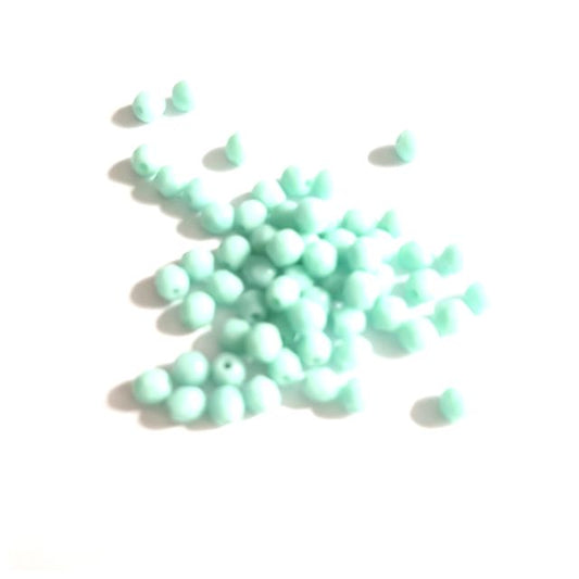 4mm Aqua Opaque Czech Fire Polished Bead